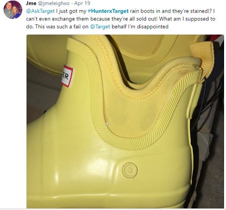 Stains on Hunter x Target rain boots 
