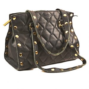 Hammitt Pebbled Black Leather Quilted Handbag
