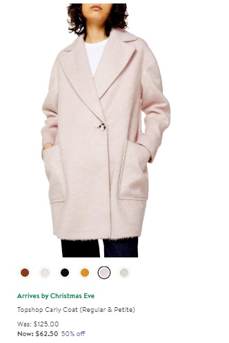 Topshop carly coat in pink