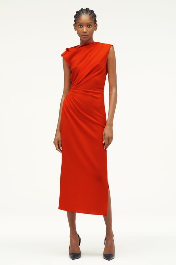 Narciso Rodriguez ZARA ruched dress in red 