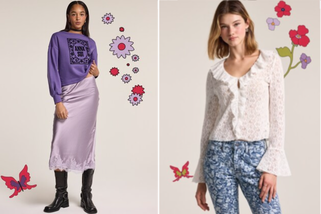 Anna Sui Old Navy lace lop and satin skirt