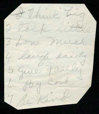 Loretta Young's Recipe for Life, courtesy of Linda Lewis.  Written for Johnny Crawford.