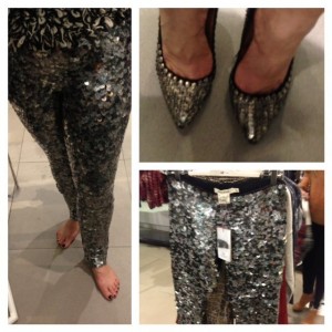Isabel Marant for H&M sparkling pants and pumps. (Photos: M. Hall)