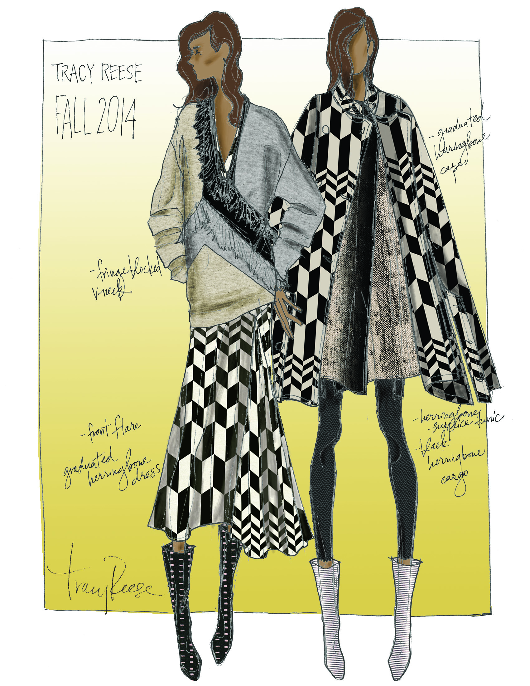 A sketch from designer Tracy Reese's Fall 2014 collection