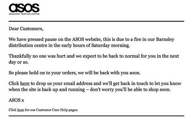 ASOS website closure.