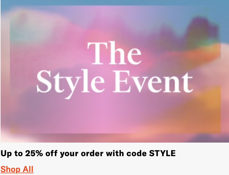 The ShopBop Style event offers shoppers savings up to 25% off designer brands.