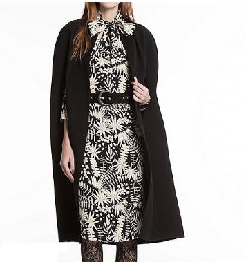Carine Roitfeld x Uniqlo cape coat and the print dress