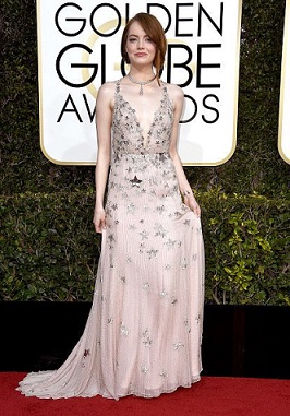 Emma Stone in Maison Valentino at the Golden Globes.