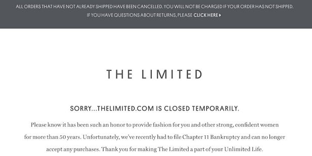the Limited closes their website