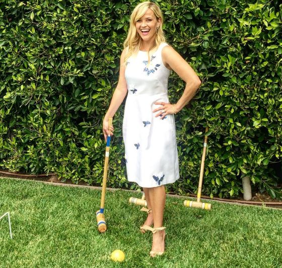 Reese Witherspoon models the NET-A-PORTER x Draper James