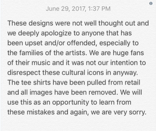Kendall Jenner's Apology via Twitter for the T-Shirts.
