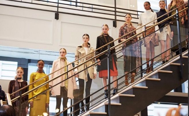 Models show off the garments from the Banana Republic x Olivia Palermo 