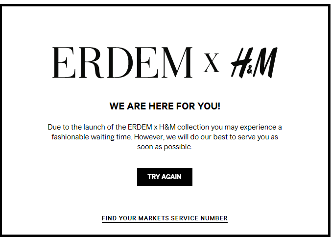 H&M Erdem website fail