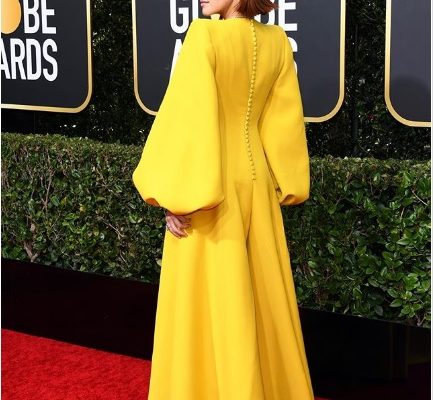 Zoey Deutch yellow dress Golden Globes