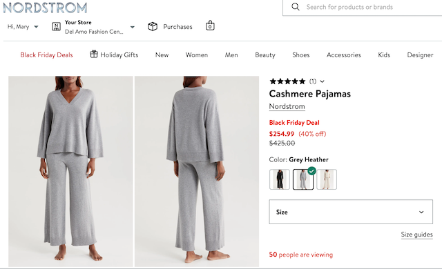 Nordstrom Cashmere Pajamas Black Friday sale