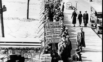 The Great Depression soup line